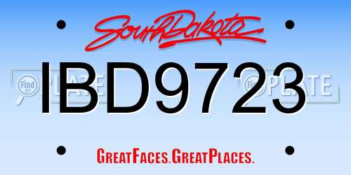 IBD9723 South Dakota License Plate