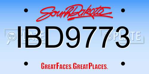 IBD9773 South Dakota License Plate