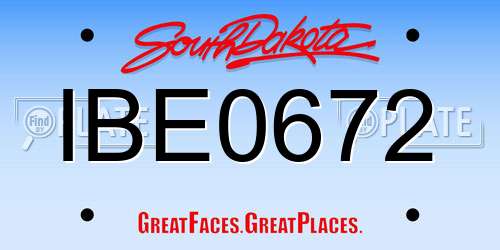 IBE0672 South Dakota License Plate