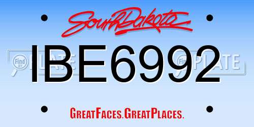 IBE6992 South Dakota License Plate