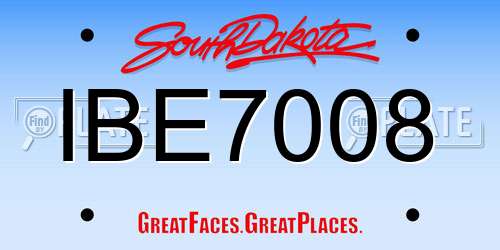 IBE7008 South Dakota License Plate