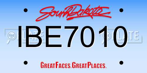 IBE7010 South Dakota License Plate