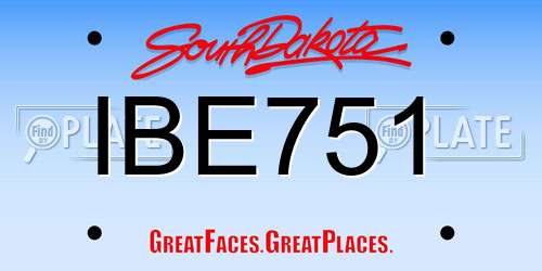 IBE751 South Dakota License Plate