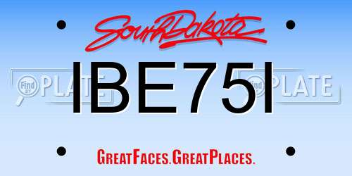 IBE75I South Dakota License Plate