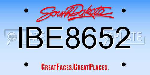 IBE8652 South Dakota License Plate