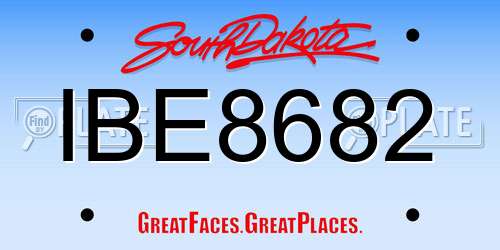 IBE8682 South Dakota License Plate