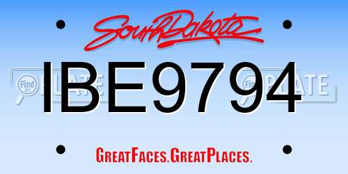 IBE9794 South Dakota License Plate