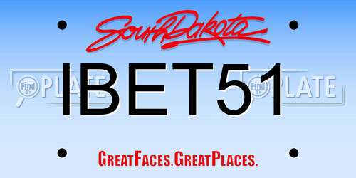 IBET51 South Dakota License Plate