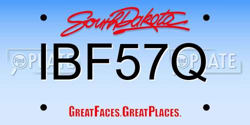 IBF57Q South Dakota License Plate