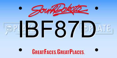 IBF87D South Dakota License Plate