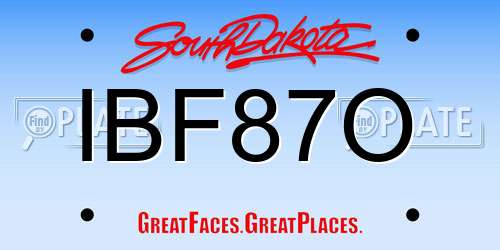 IBF87O South Dakota License Plate