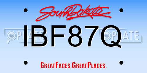 IBF87Q South Dakota License Plate