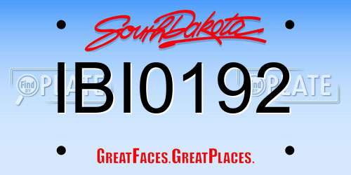 IBI0192 South Dakota License Plate