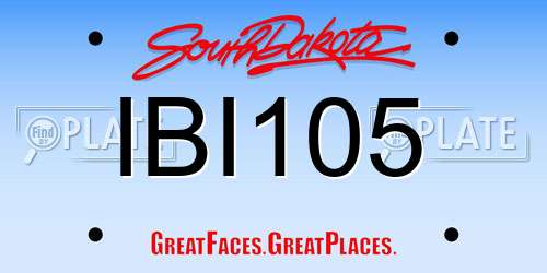 IBI105 South Dakota License Plate