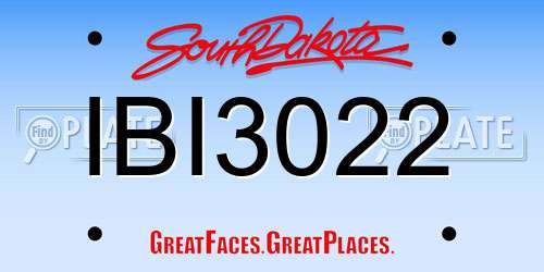 IBI3022 South Dakota License Plate