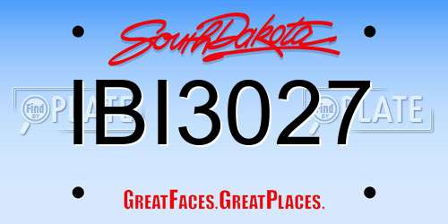 IBI3027 South Dakota License Plate