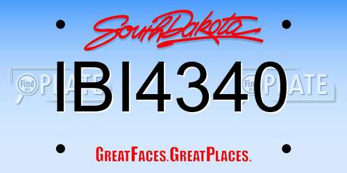 IBI4340 South Dakota License Plate