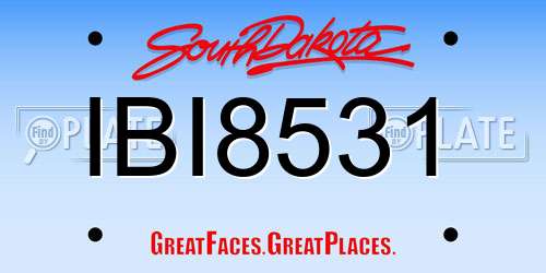 IBI8531 South Dakota License Plate