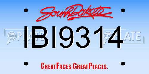 IBI9314 South Dakota License Plate