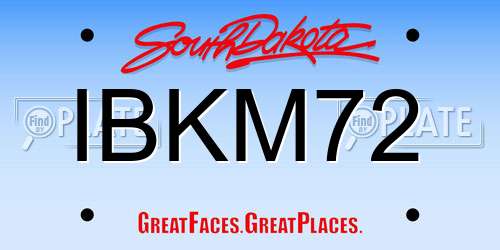 IBKM72 South Dakota License Plate