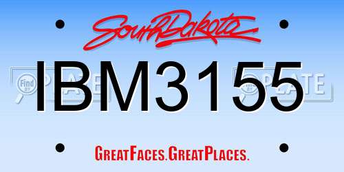 IBM3155 South Dakota License Plate