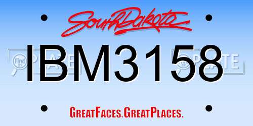 IBM3158 South Dakota License Plate
