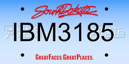 IBM3185 South Dakota License Plate