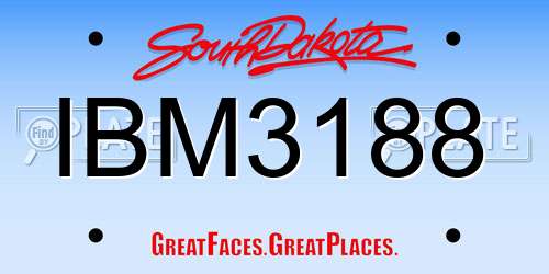 IBM3188 South Dakota License Plate