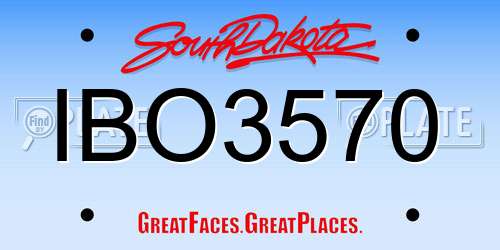 IBO3570 South Dakota License Plate