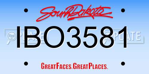 IBO3581 South Dakota License Plate