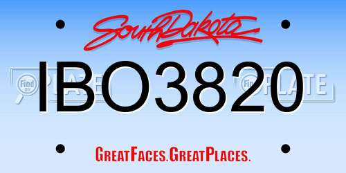 IBO3820 South Dakota License Plate