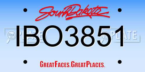 IBO3851 South Dakota License Plate
