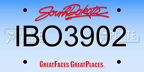 IBO3902 South Dakota License Plate