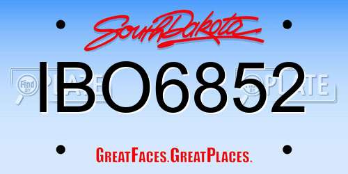 IBO6852 South Dakota License Plate