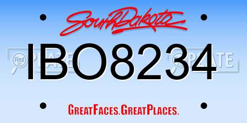 IBO8234 South Dakota License Plate