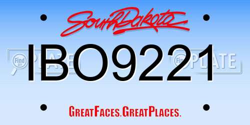 IBO9221 South Dakota License Plate