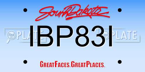 IBP83I South Dakota License Plate