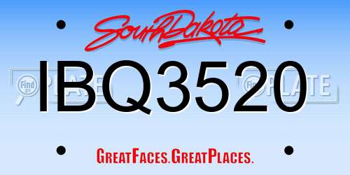 IBQ3520 South Dakota License Plate