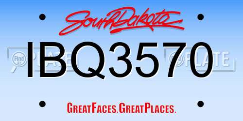 IBQ3570 South Dakota License Plate