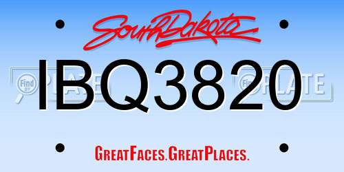 IBQ3820 South Dakota License Plate