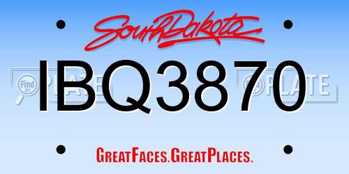 IBQ3870 South Dakota License Plate