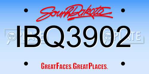 IBQ3902 South Dakota License Plate