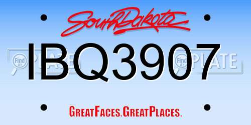 IBQ3907 South Dakota License Plate
