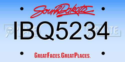 IBQ5234 South Dakota License Plate