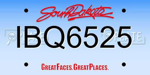 IBQ6525 South Dakota License Plate