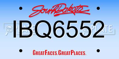 IBQ6552 South Dakota License Plate