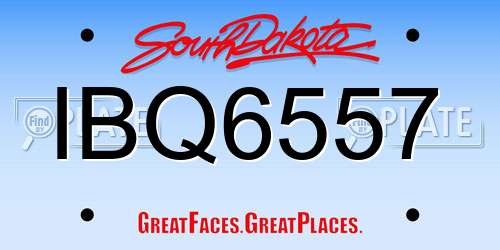 IBQ6557 South Dakota License Plate