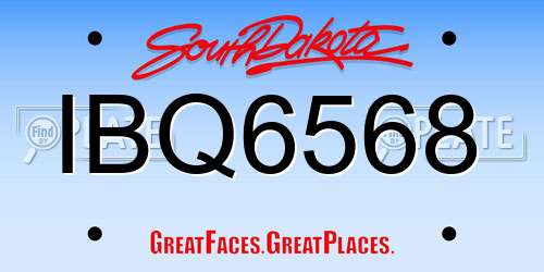 IBQ6568 South Dakota License Plate