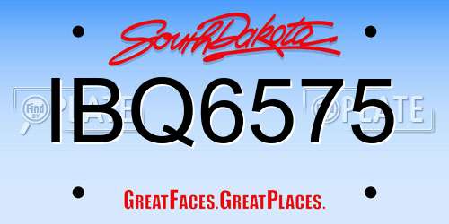 IBQ6575 South Dakota License Plate