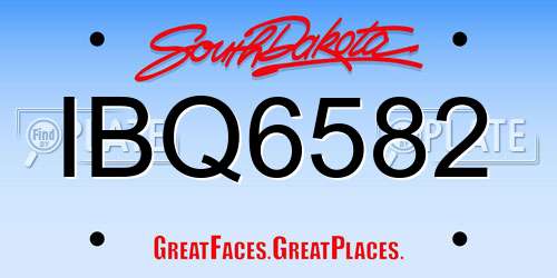 IBQ6582 South Dakota License Plate